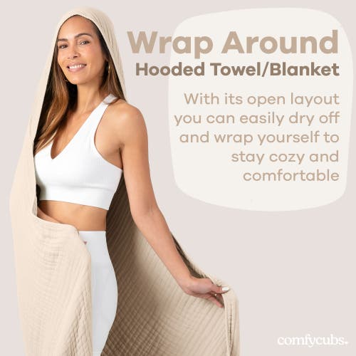 Comfy Cubs Adult Hooded Towel Large In Sand