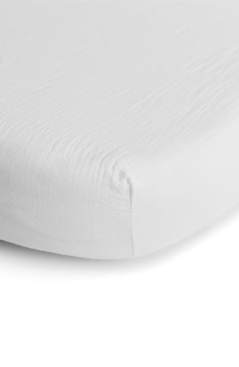 Mushie Extrasoft Cotton Muslin Crib Sheet, Alternate, color, White