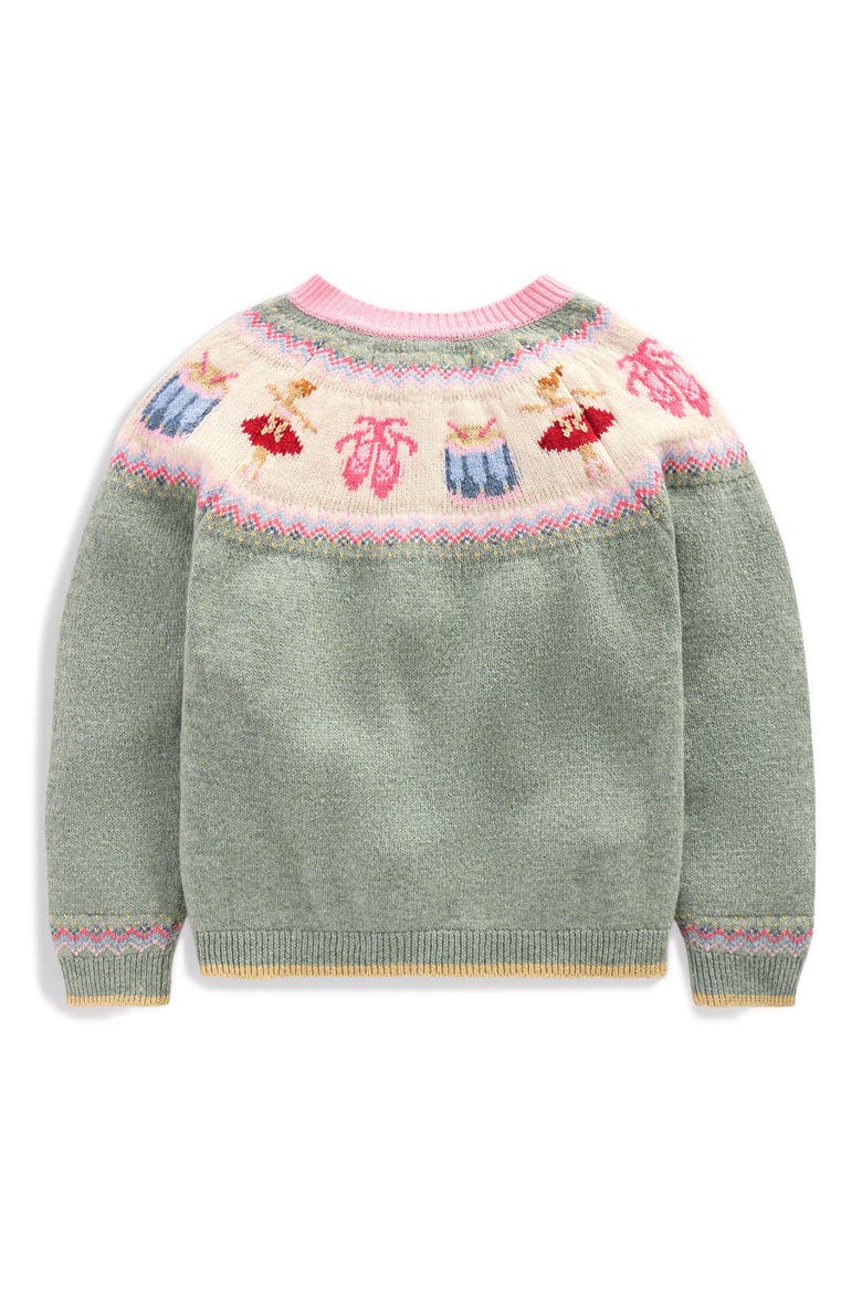 Kids' Edie Fair Isle Cardigan, Alternate, color, CSARITE GREEN POLAR POST