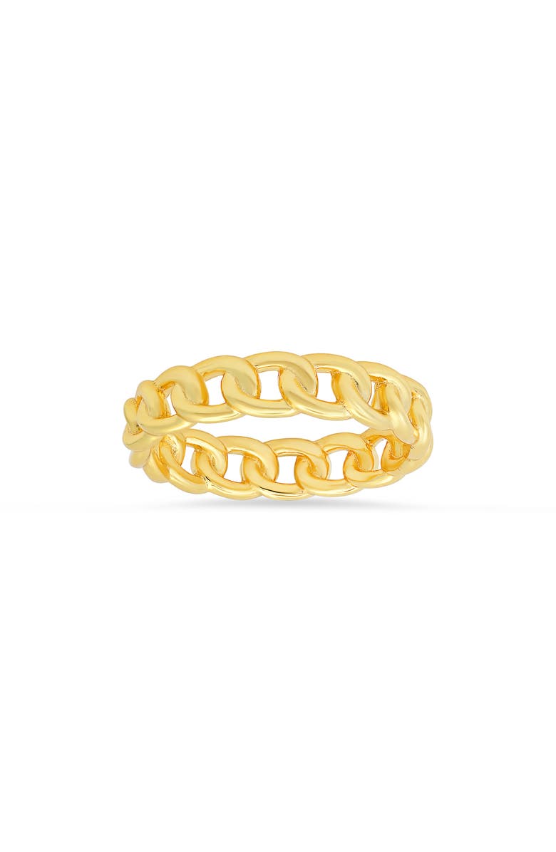 Queen Jewels Sterling Silver Curb Chain Ring, Main, color, Gold