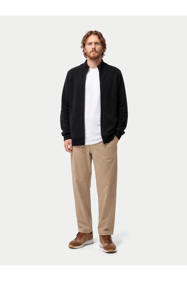 High Neck Full-Zip Cashmere Cardigan, Alternate, color, black