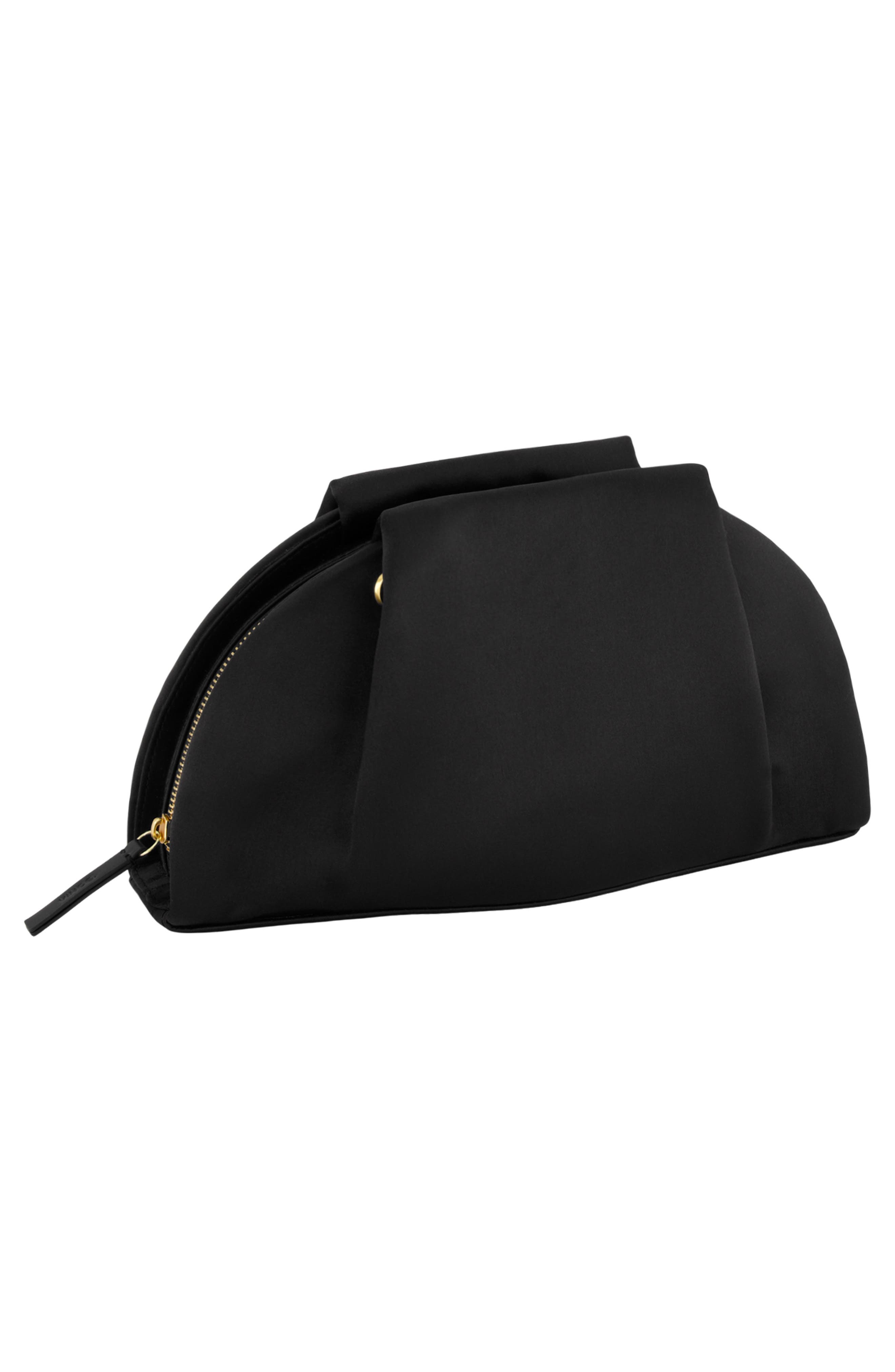 Ava Satin Clutch, Alternate, color, BLACK