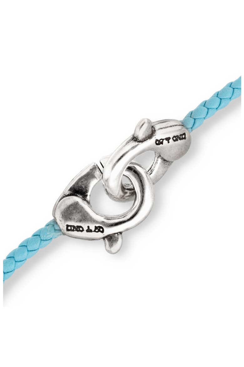 Blue leather strap with sterling silver-plated interlocking carabiner detail, Alternate, color, Silver