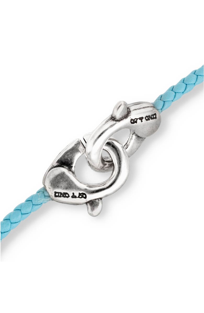 UNODE50 Blue leather strap with sterling silver-plated interlocking carabiner detail, Alternate, color, Silver
