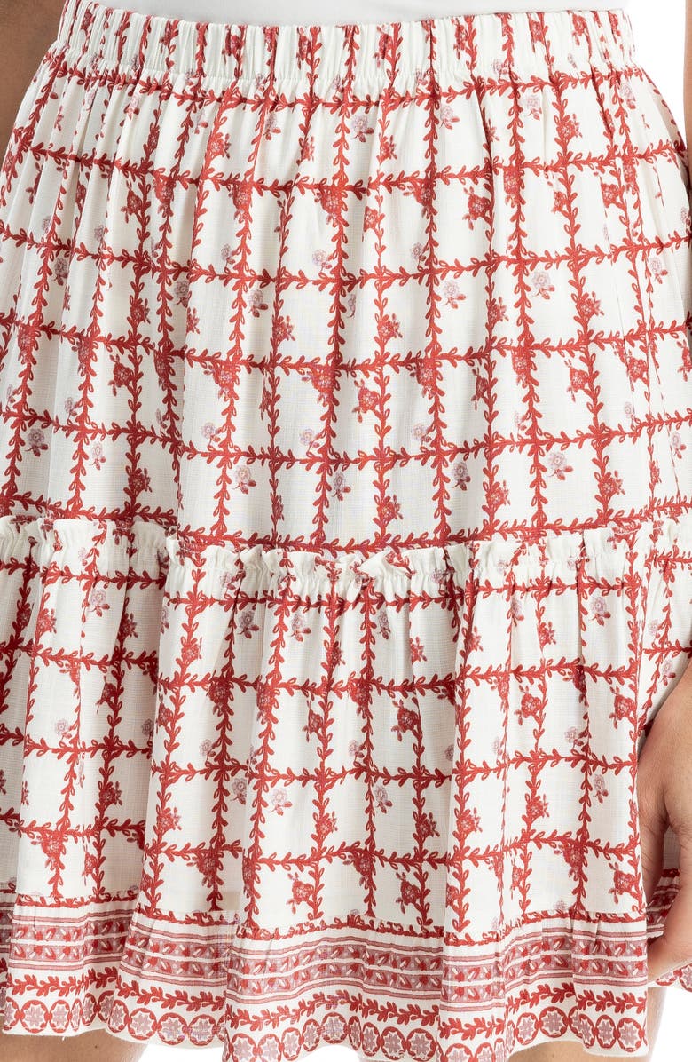 MAX STUDIO Tiered Miniskirt, Alternate, color, Cream/ Red Leafy Lattice