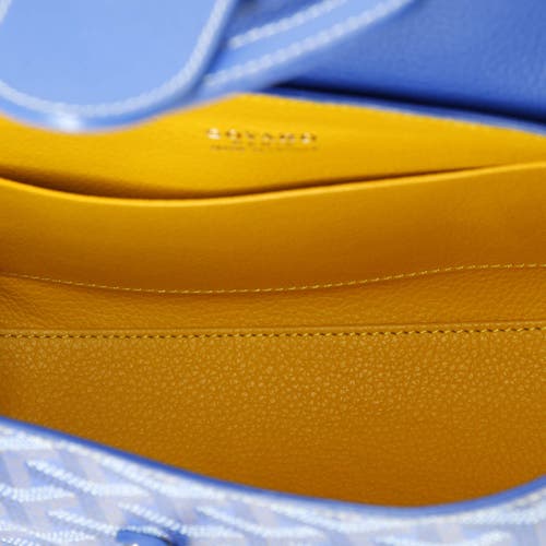 Pre-owned Goyard  Goyard Saigon Top Handle Bag Coated Canvas With Leather Mini In Blue
