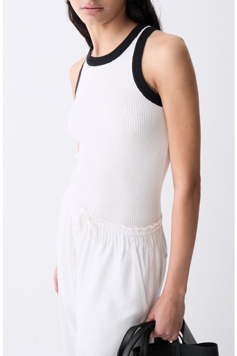 Lisboa Contrast Trim Rib Sweater Tank, Alternate, color, ECRU WITH BLACK DETAILS