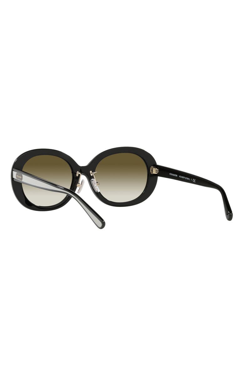 COACH 55mm Oval Sunglasses, Alternate, color, Black / Olive Gradient