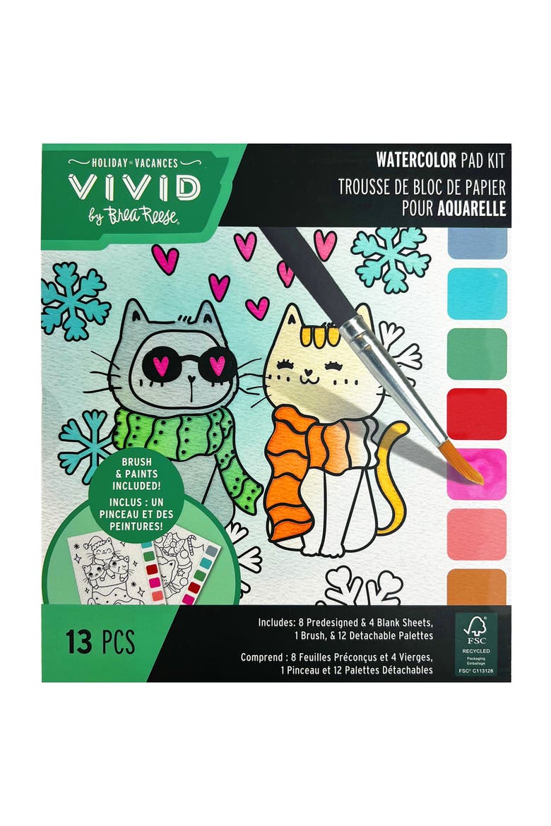 Watercolor Pad Kit, Winter Wishes, 8 Holiday Themes, Main, color, Multicolored