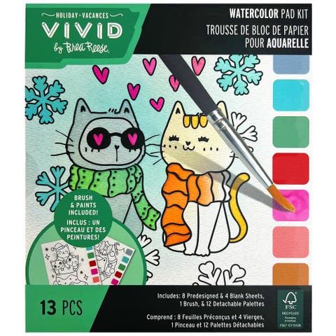Watercolor Pad Kit, Winter Wishes, 8 Holiday Themes