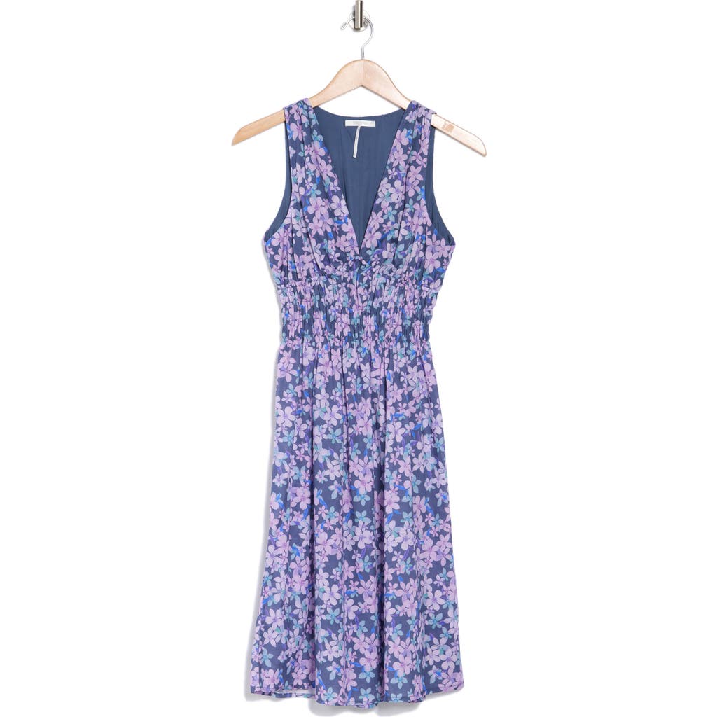 Stitchdrop Springwater Print Sleeveless Dress In Navy