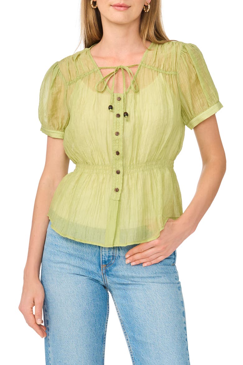 V-Neck Short Sleeve Top, Main, color, CACTUS