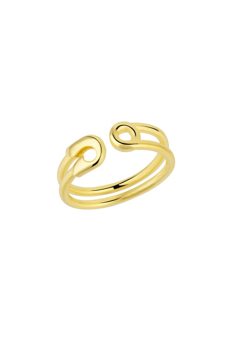 Sterling Silver Safety Pin Ring, Main, color, Gold