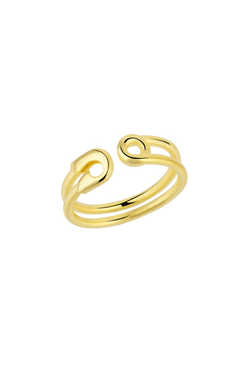 Spero London Sterling Silver Safety Pin Ring, Main, color, Gold