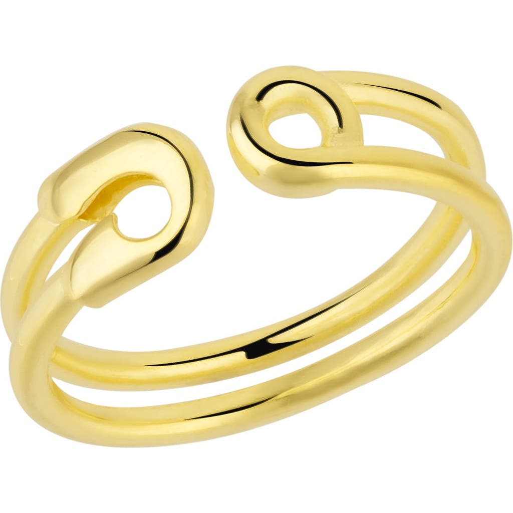 Spero London Sterling Silver Safety Pin Ring In Gold