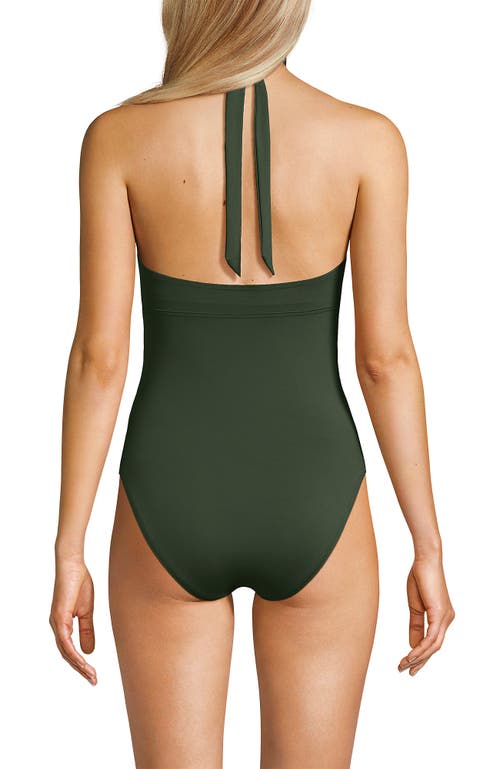 LANDS' END LANDS' END CRISS CROSS HALTER ONE PIECE SWIMSUIT