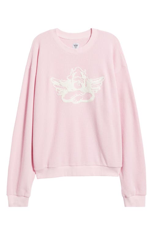 Boys Lie Georgia Rules Kara Oversize Waffle Knit Sweatshirt In Pink