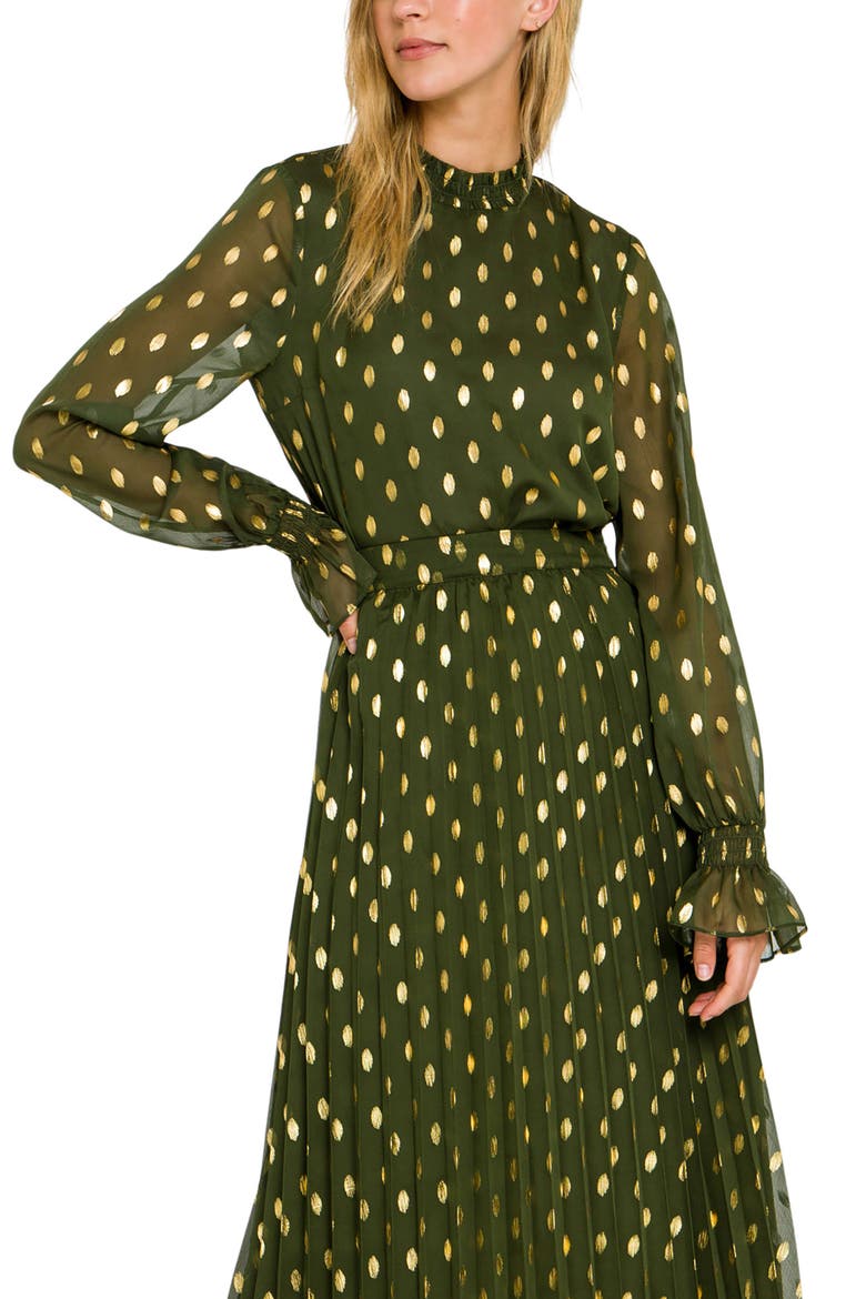 Metallic Polka Dot Chiffon Top, Alternate, color, GREEN