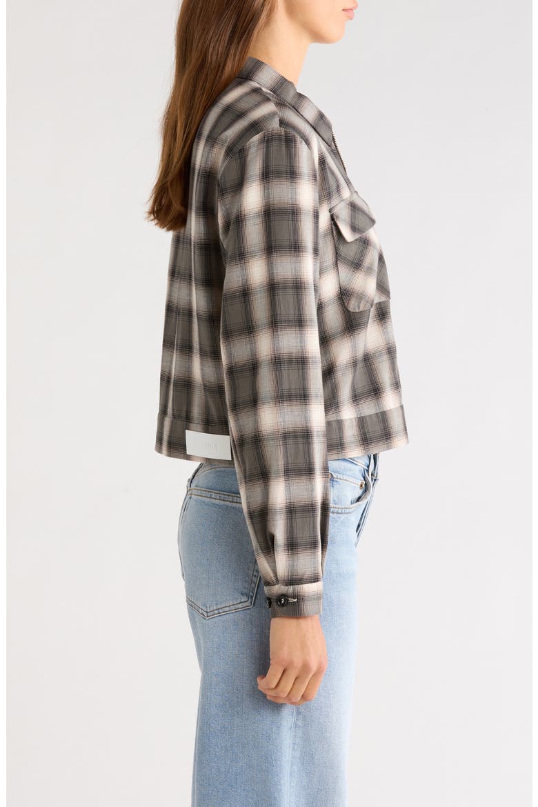 Viv Plaid Cropped Cotton Jacket, Alternate, color, DARK SAGE PLAID