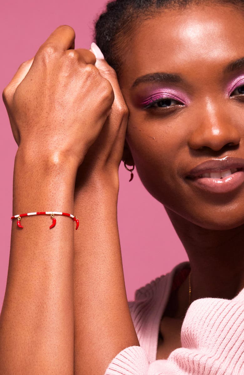 Estella Bartlett Red Chili Slide Bracelet, Alternate, color, Gold