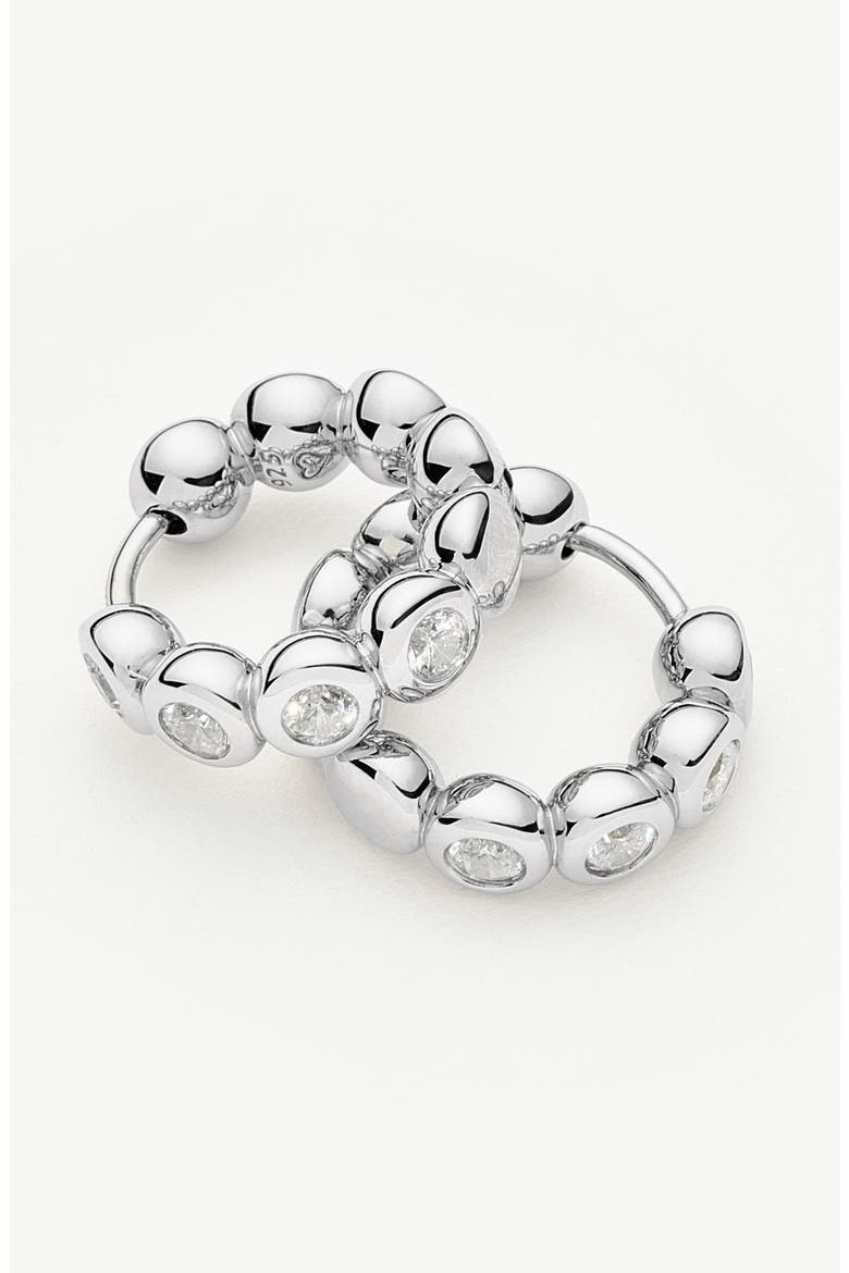 Tennis Cubic Zirconia Huggie Hoop Earrings, Alternate, color, SILVER