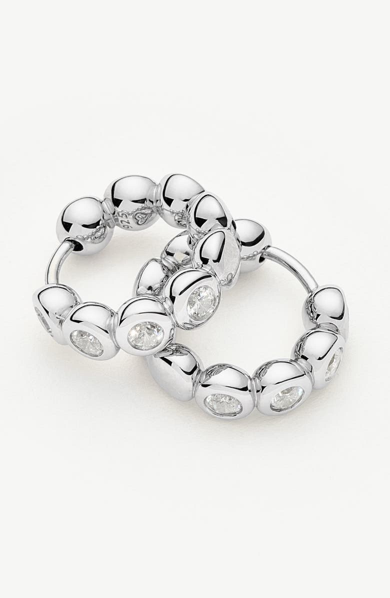 Missoma Tennis Cubic Zirconia Huggie Hoop Earrings, Alternate, color, Silver