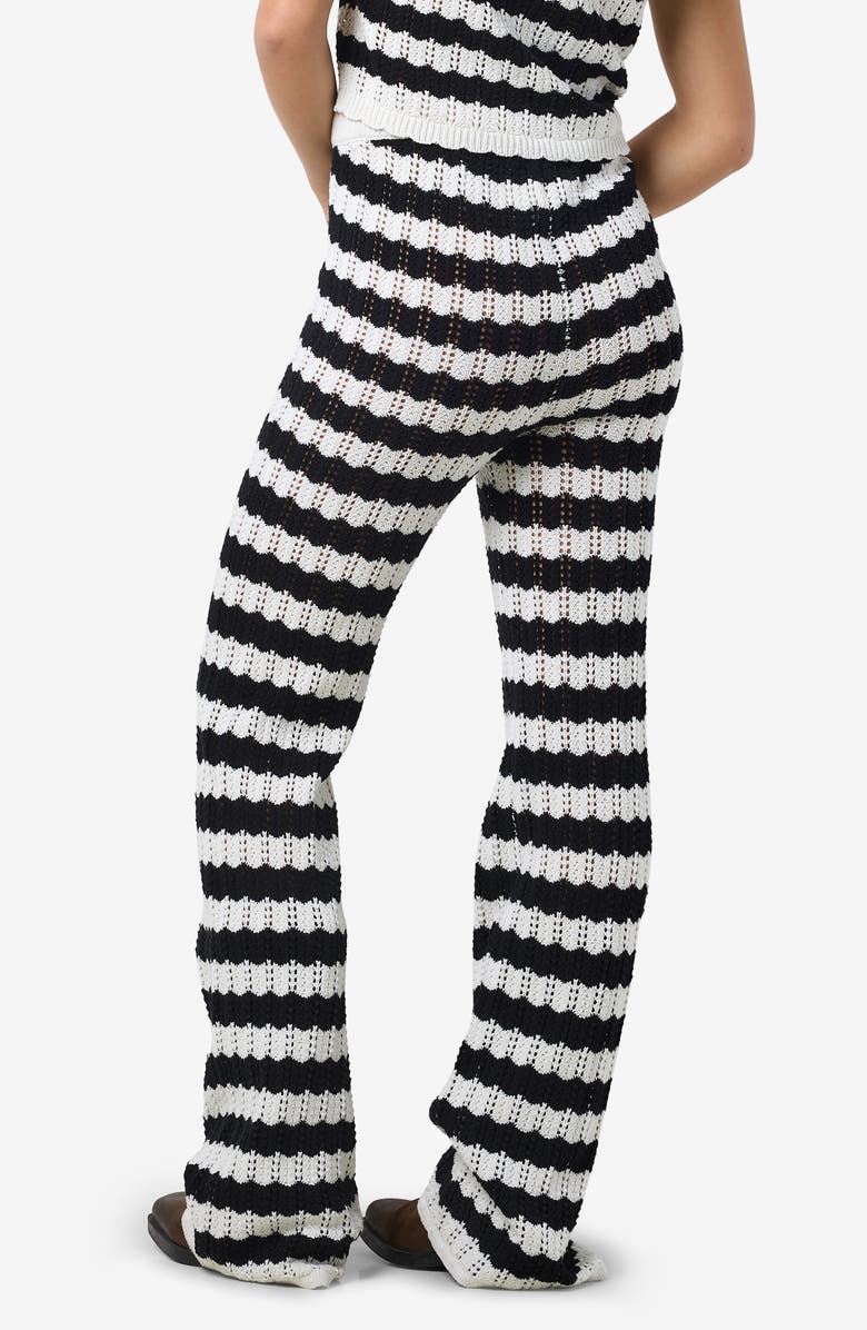 Noisy may Laika Flare Knit Pants, Alternate, color, Birch/ Black Stripes