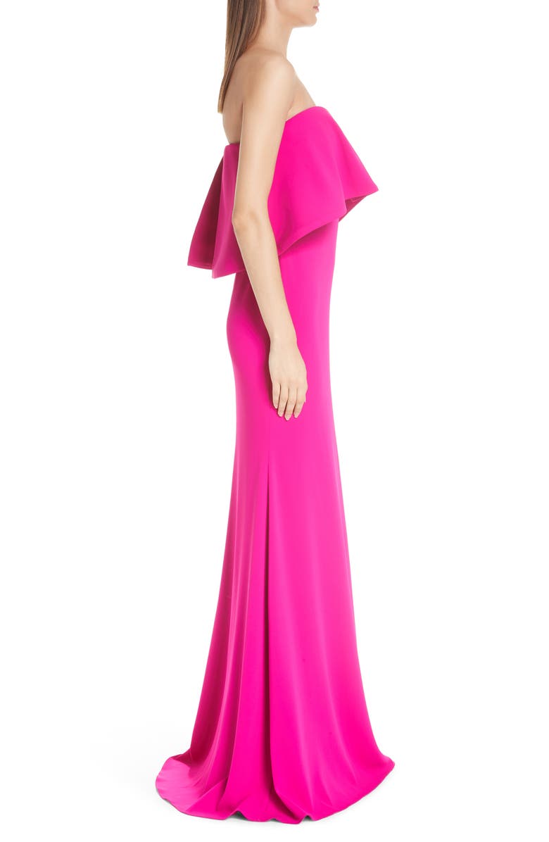 Badgley Mischka Collection Strapless Popover Column Gown, Alternate, color, 