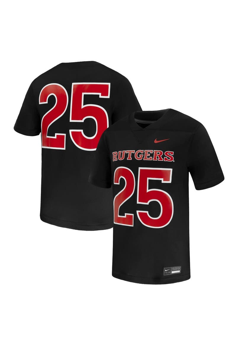 Men's Nike #25 Black Rutgers Scarlet Knights Untouchable Replica Game Jersey, Main, color, Black