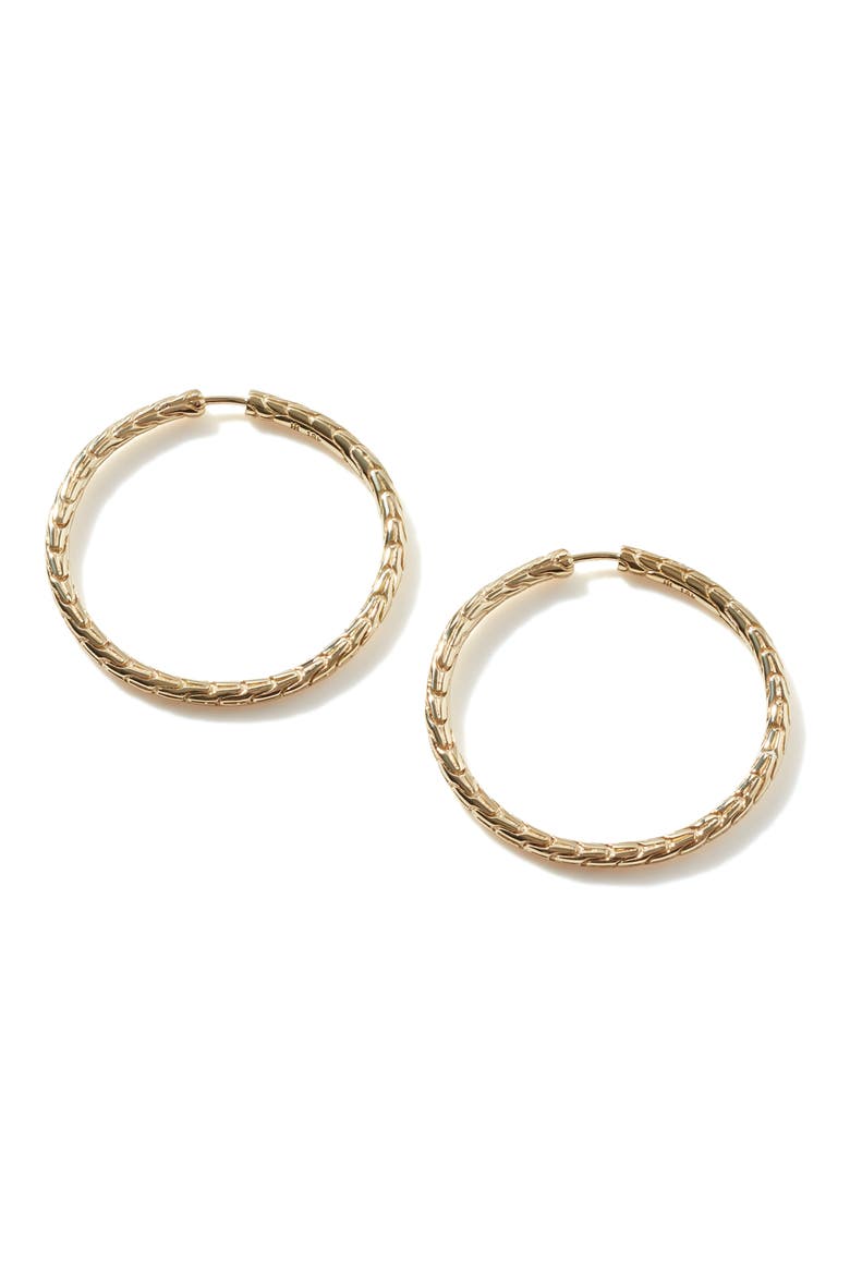 Carved Chain Hoop Earrings, Gold, 30mm, Main, color, GOLD