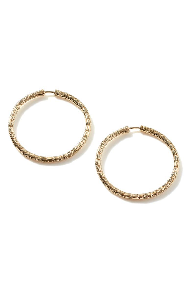 John Hardy Carved Chain Hoop Earrings, Gold, 30mm, Main, color, 