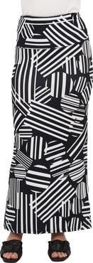 24seven Comfort Apparel Womens Essential Abstract Print Foldover Waist Maxi Skirt