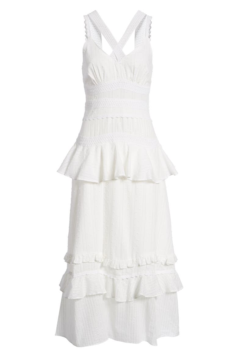 Cotton Crochet Mix Ruffle Dress, Alternate, color, WHITE