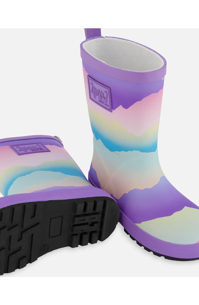 Deux par Deux Baby Girl's Printed Rain Boots Mauve And Blue, Pink Mountain, Alternate, color,
