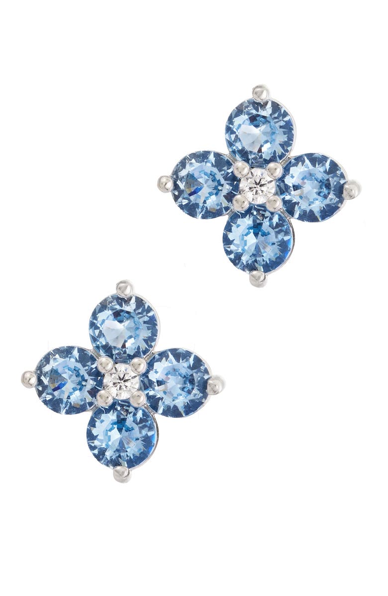 SAVVY CIE JEWELS Aquamarine Spinel & Cubic Zirconia Cluster Stud Earrings, Main, color, White