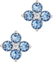 SAVVY CIE JEWELS Aquamarine Spinel & Cubic Zirconia Cluster Stud Earrings
