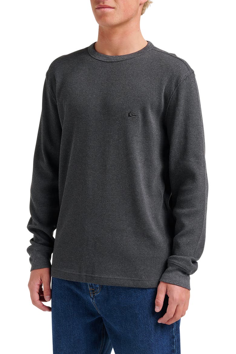 Nelson Long Sleeve Thermal Cotton Blend Pullover, Alternate, color, BLACK