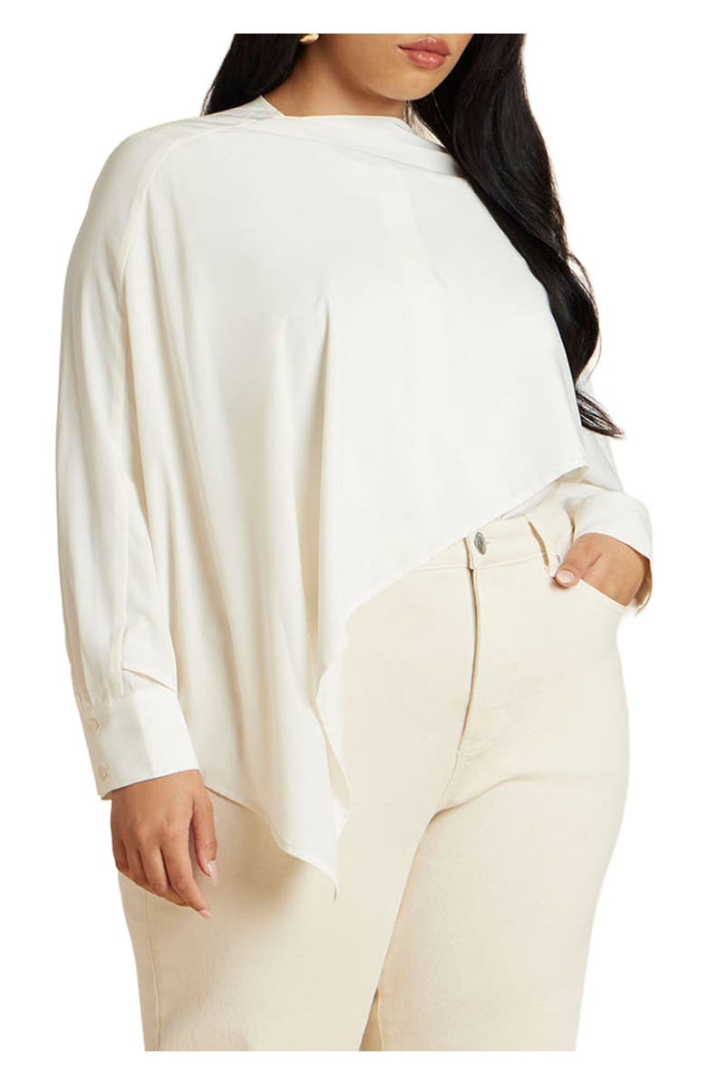 ELOQUII Button Up Top With Neck Cape, Main, color, Dew