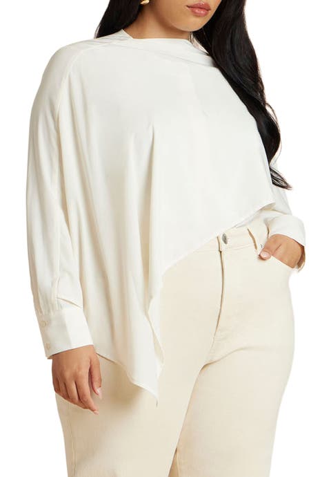 Button Up Top With Neck Cape (Plus Available)