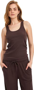 Beach Life by Gottex Summer Lounge Ribbed Racerback Tank Top