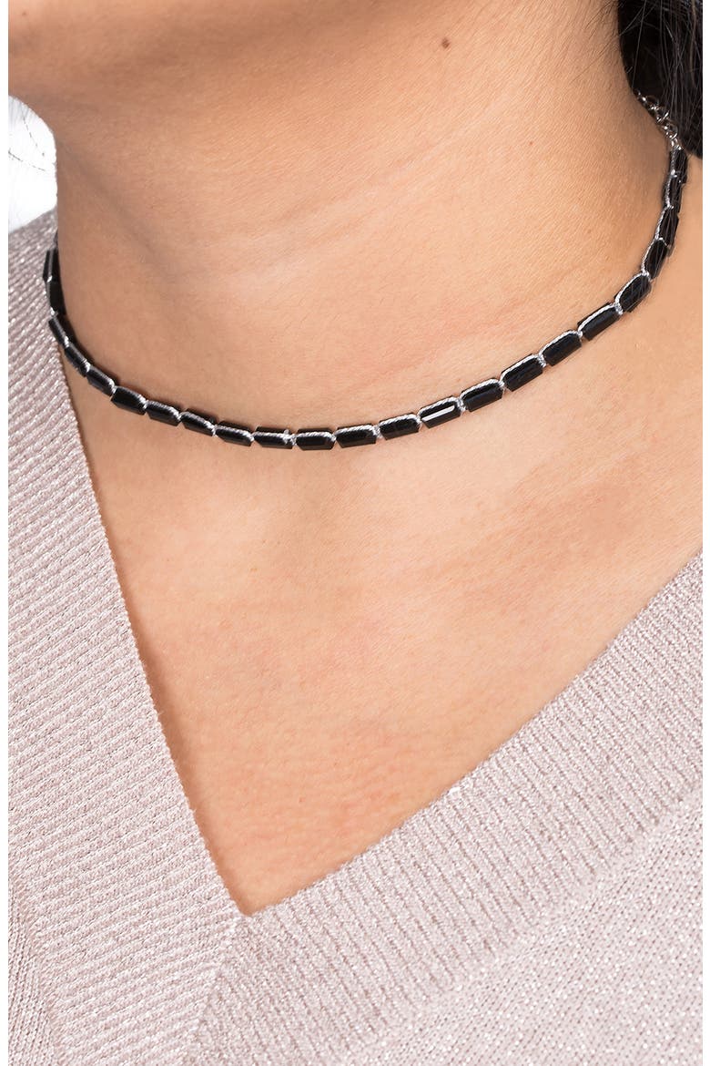 Beaded Choker Necklace, Alternate, color, BLACK