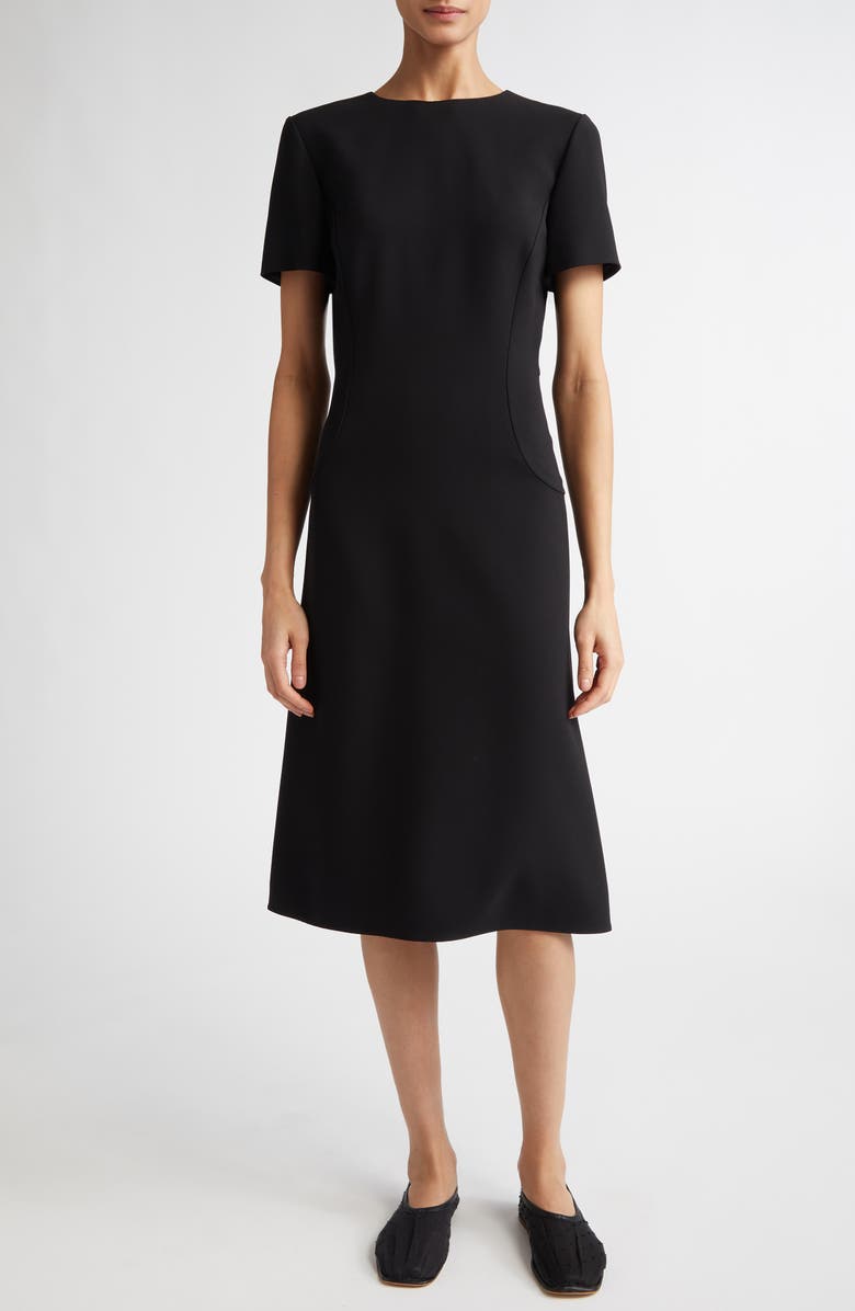 FFORME Lyla Sculpted Double Crepe Midi Dress, Main, color, Black