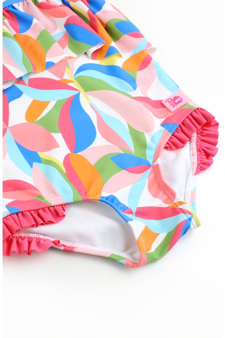 Tropical Adventure Ruffle One-Piece Swimsuit & Headband Set, Alternate, color, PINK