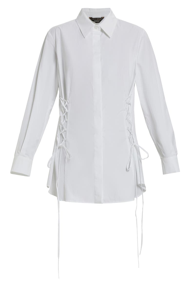Semifitted Cotton Poplin Tunic Blouse, Alternate, color, WHITE