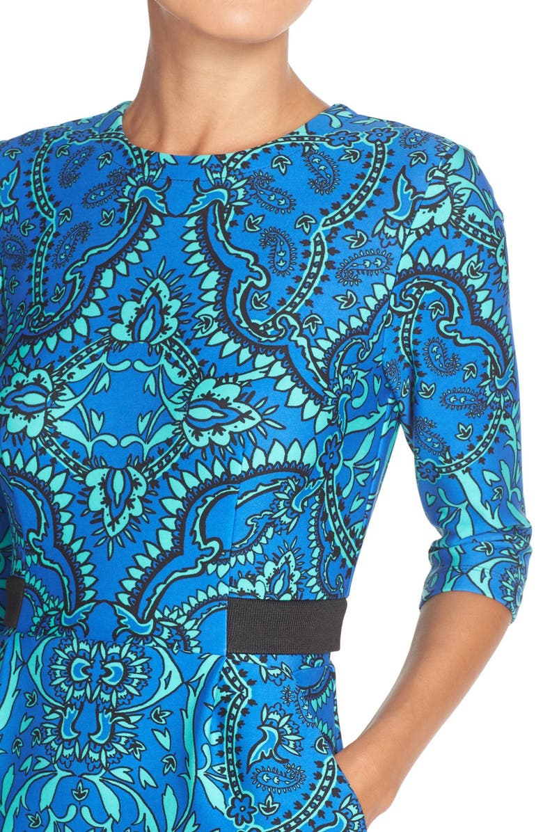 Gabby Skye Print Scuba Fit & Flare Dress, Alternate, color, 