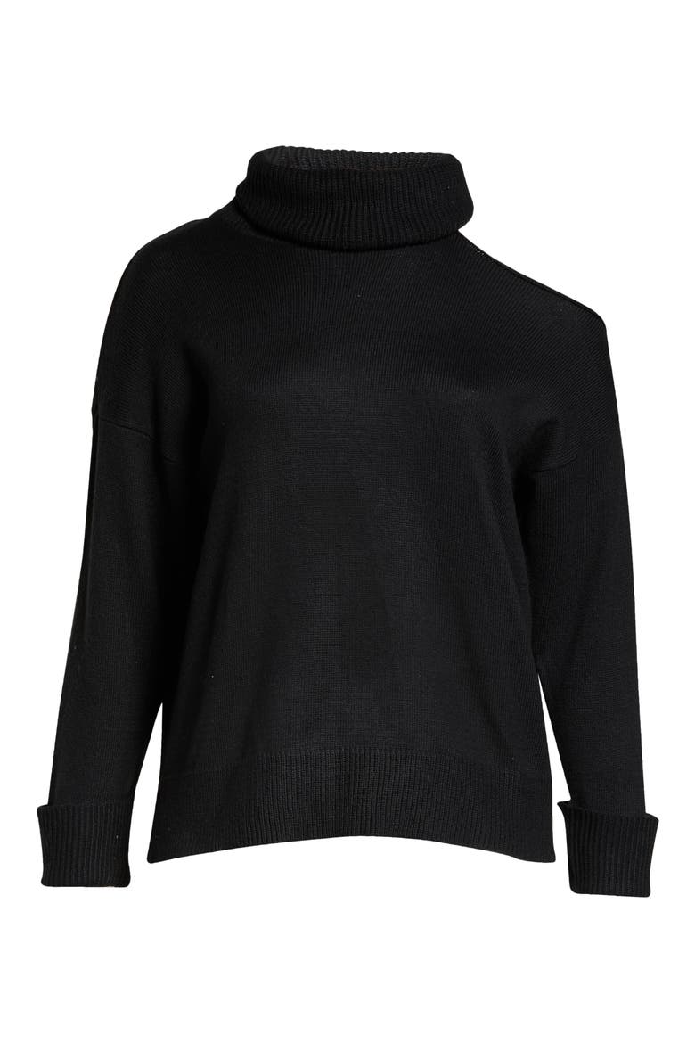 Cutout Turtleneck Sweater, Alternate, color, RICH BLACK