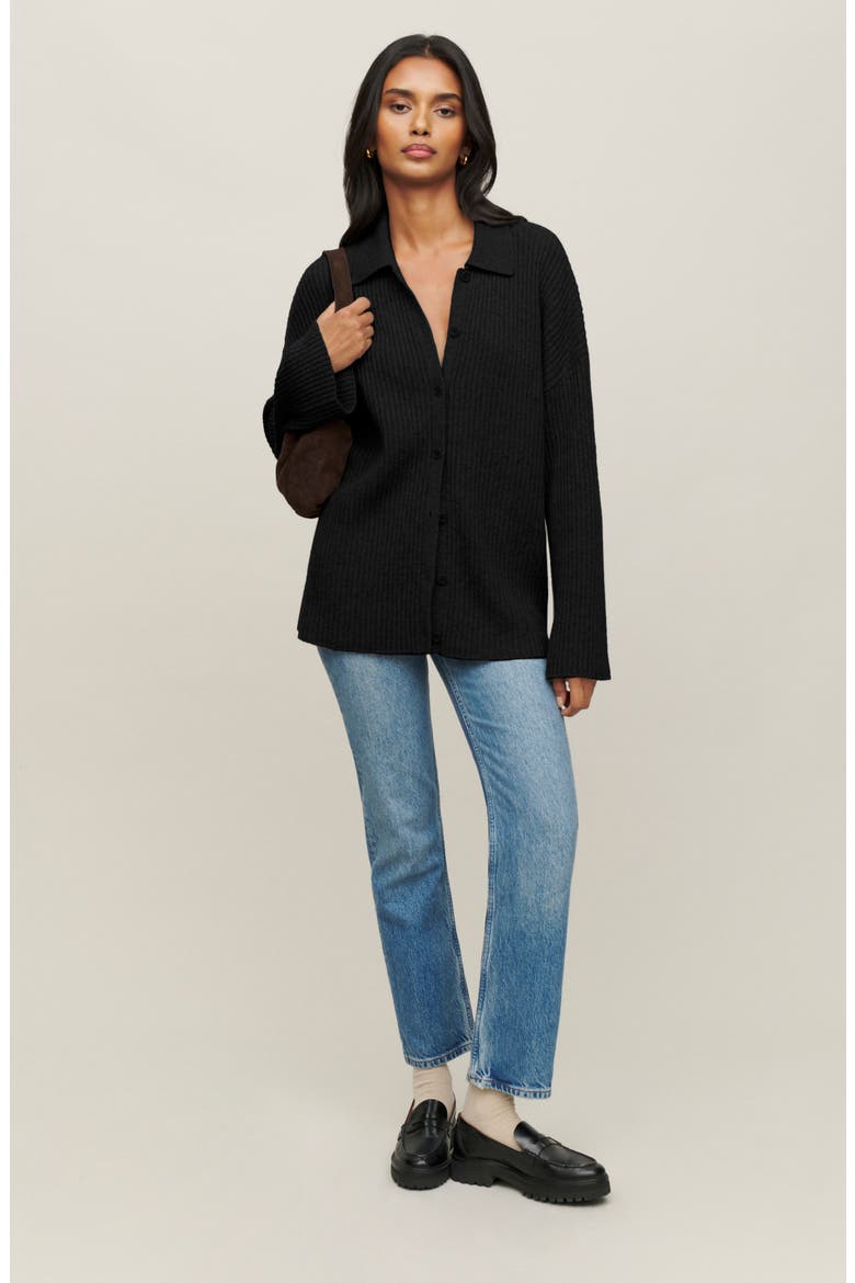 Fantino Recycled Cashmere Blend Cardigan, Alternate, color, BLACK