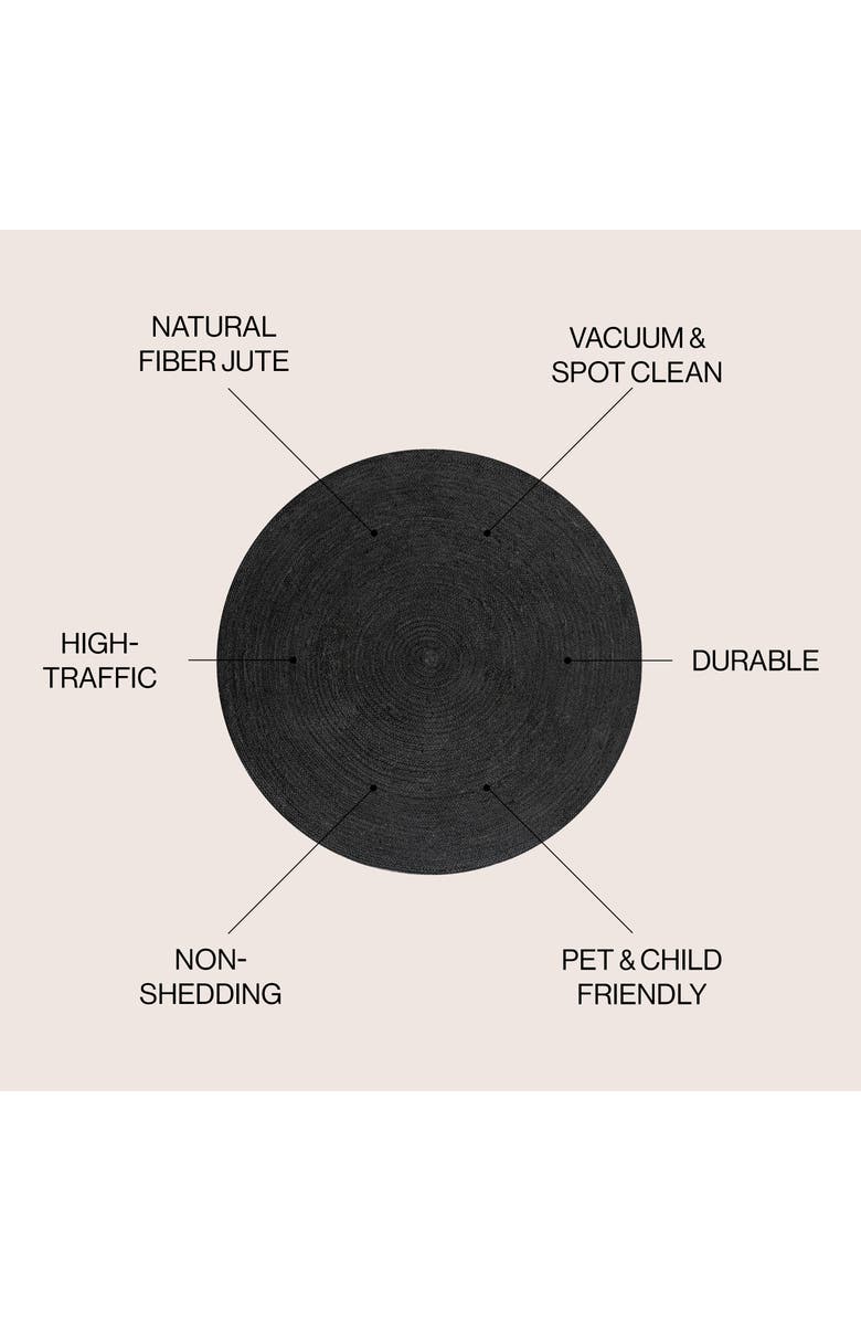 JONATHAN Y Zara Braided Coastal Cottage Round Jute Round Area Rug, Alternate, color, Black