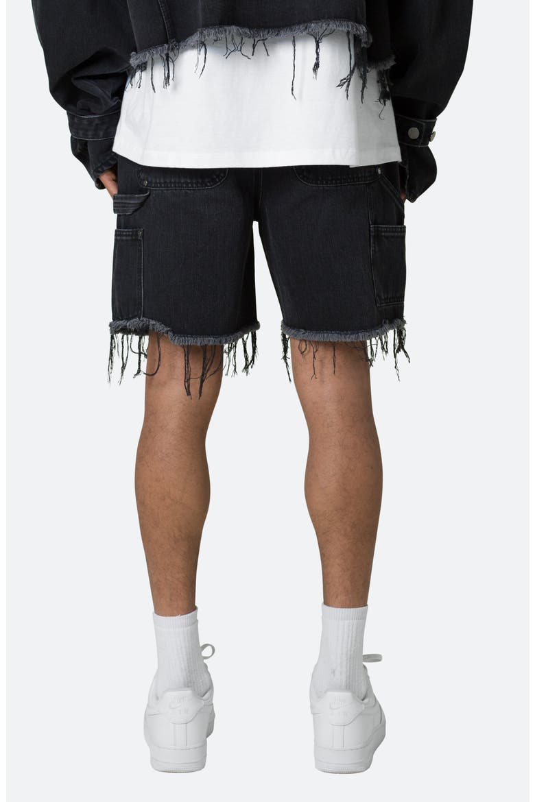 Frayed Denim Shorts, Alternate, color, WASHED BLACK
