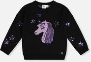 Deux par Deux Intarsia Sequin Star Knitted Sweater (toddler, Little Kid & Big Kid)